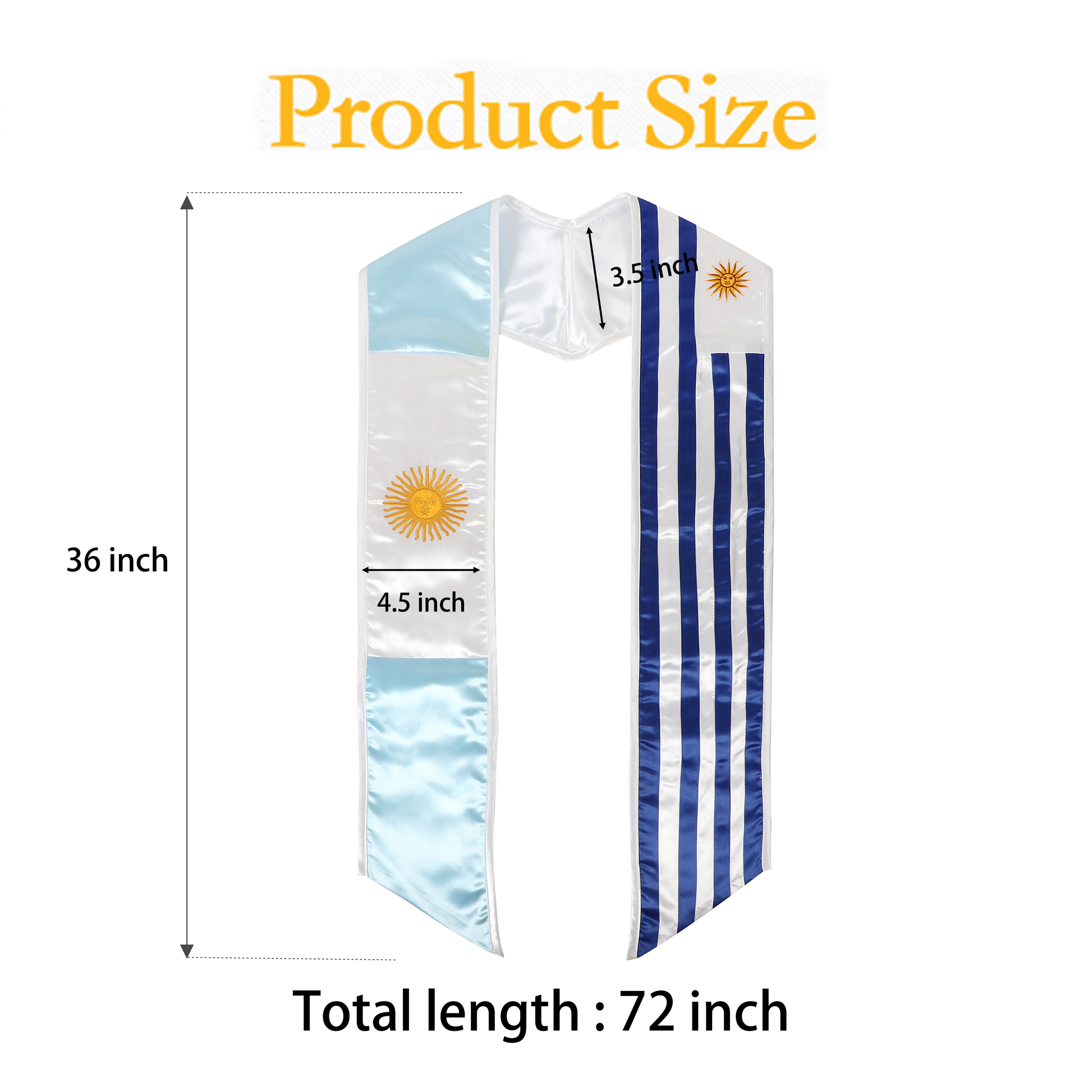 Flag-themed stole flat with measurements