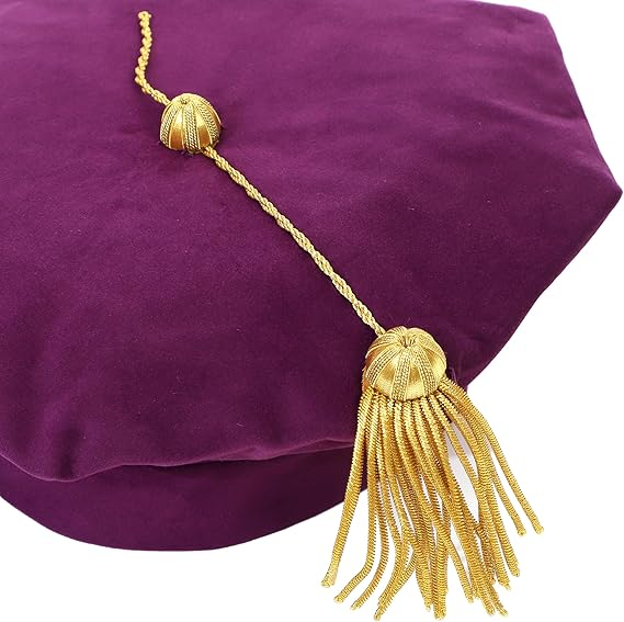 Newrara Deluxe Doctoral 8-Sided Tam Velvet Graduation Cap with Gold Tassel