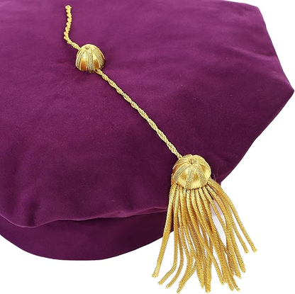 Newrara Deluxe Doctoral 8-Sided Tam Velvet Graduation Cap with Gold Tassel