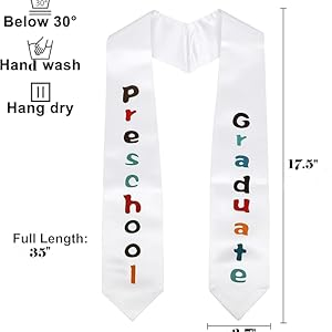 Newrara Unisex Kindergarten/Preschool Graduation Stole with Colorful "Graduate" Print 35''/50''