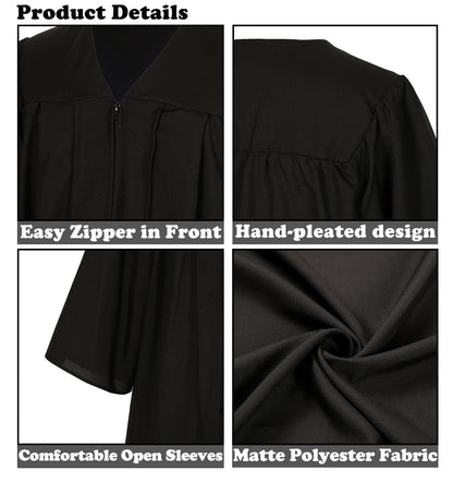 Newrara Matte Adult/Teen Unisex Graduation Gown and Cap set with Tassel
