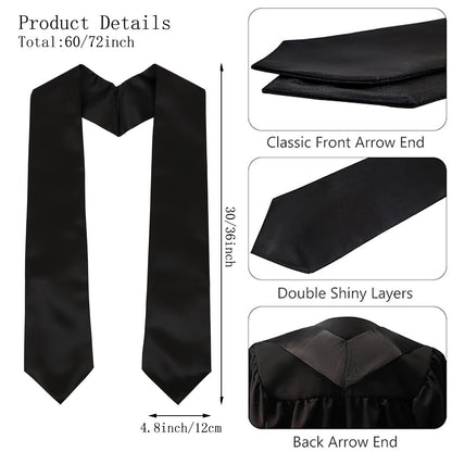 Newrara 6-pieces Unisex Adults Plain Graduation Stoles 60''/72''