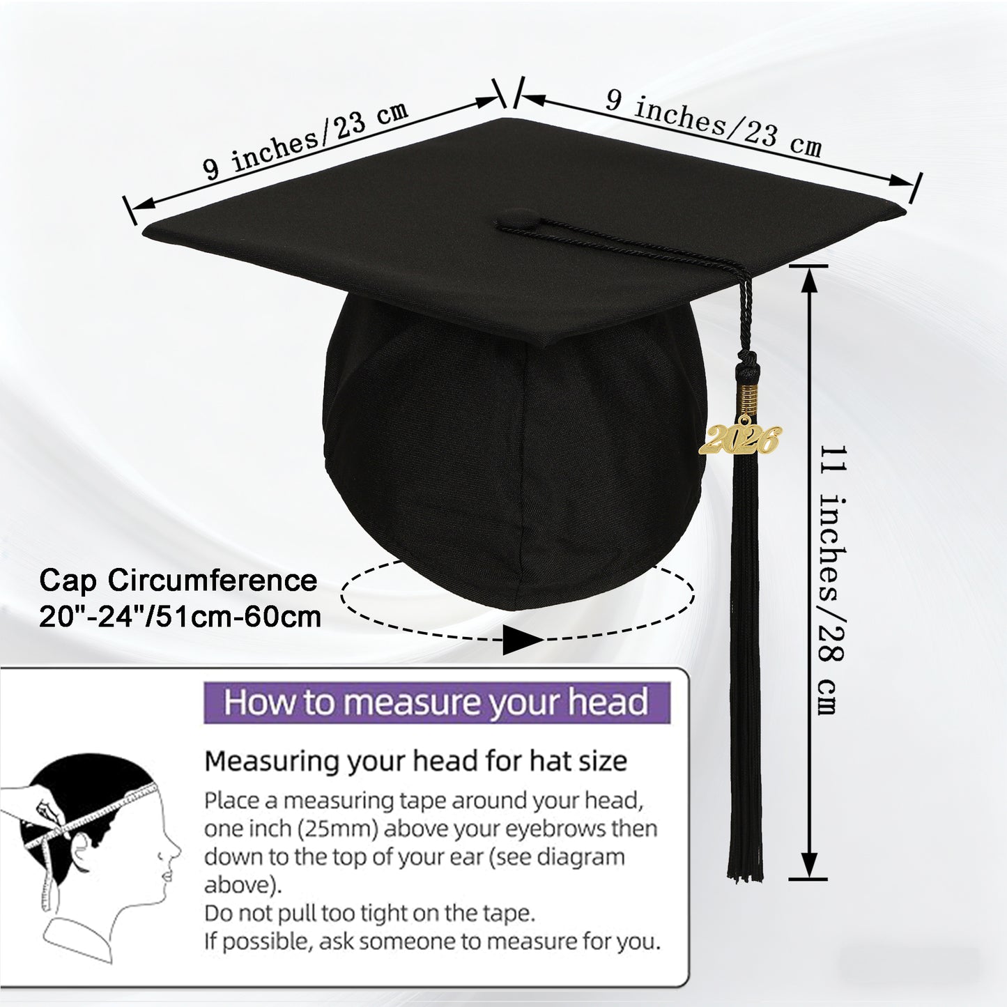 Newrara Unisex Adult/Teen Matte Graduation Cap with Tassel & Year Charm