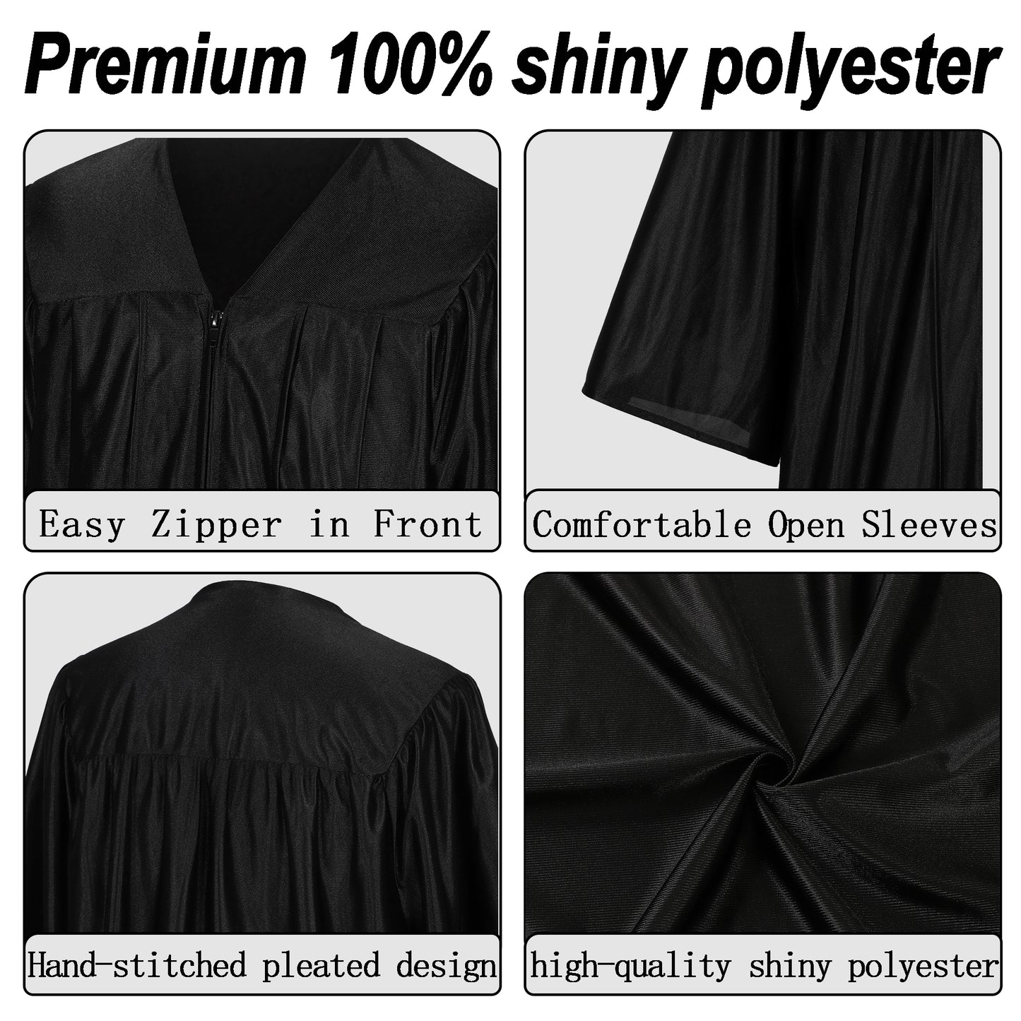 Newrara Graduation Adult/Teen Gown with Gold Stole & Cap Set