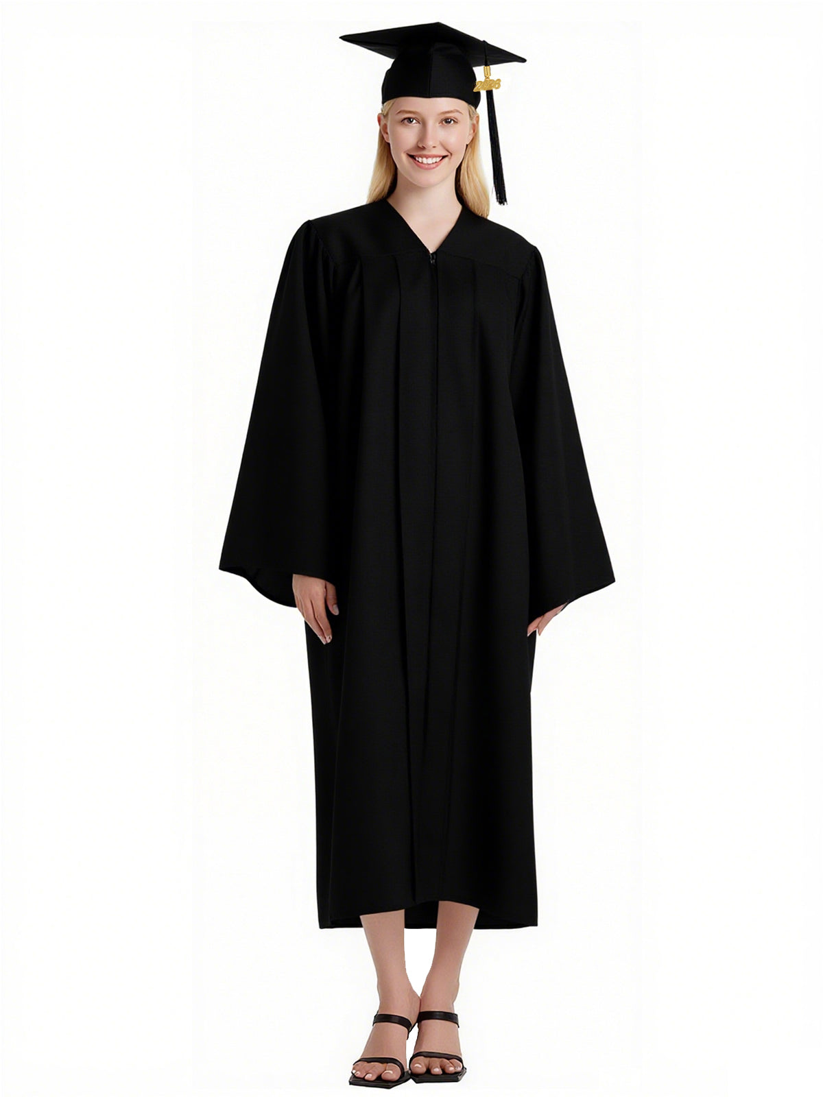 Newrara Matte Adult/Teen Unisex Graduation Gown and Cap set with Tassel