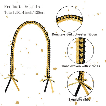 Hand-tied ribbon knots on graduation lei