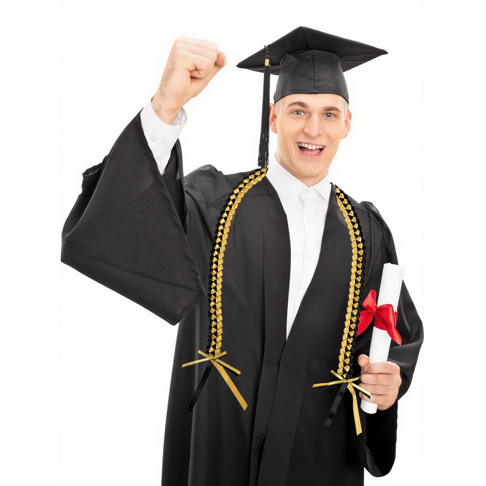 Bright ribbon lei for graduation outfits and celebrations