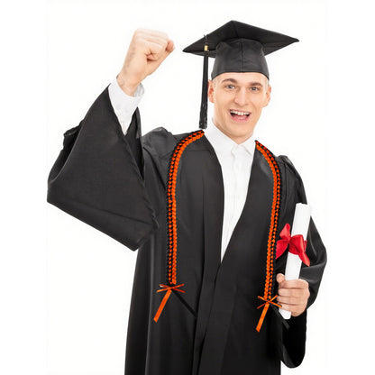 Handcrafted graduation lei with layered ribbon design