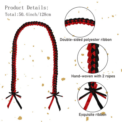 Close-up of colorful ribbon accents on lei design