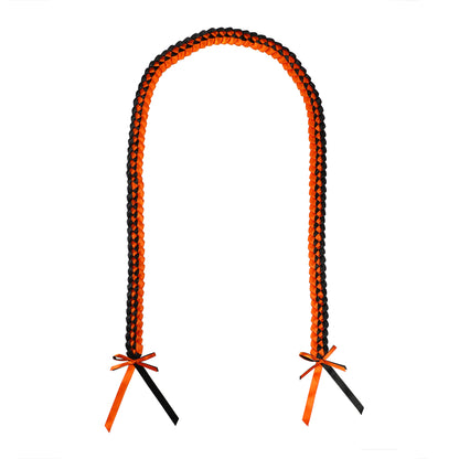 black and orange graduation lei set handmade as school-spirit gift