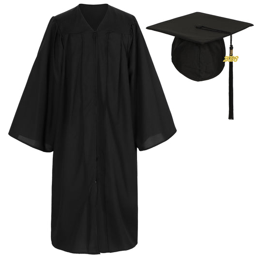 Newrara Matte Adult/Teen Unisex Graduation Gown and Cap set with Tassel