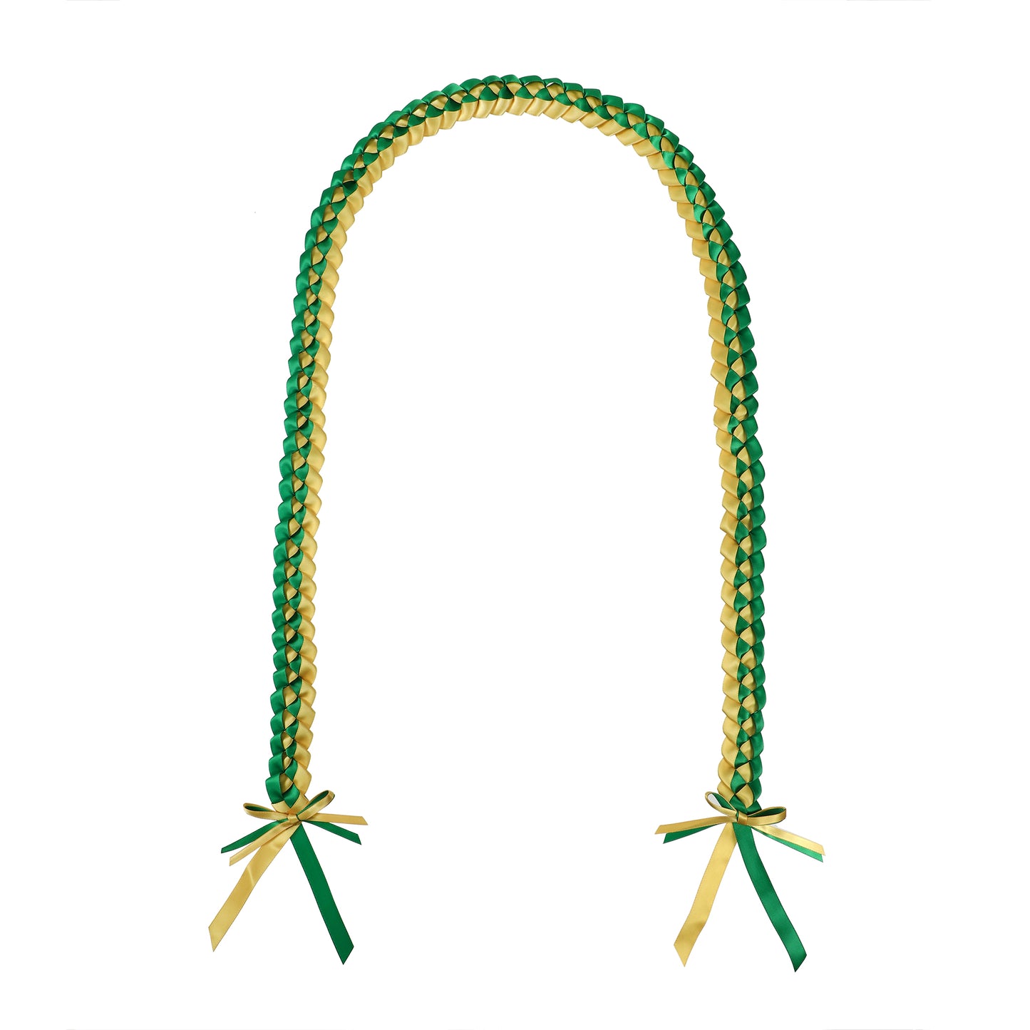 Green and gold graduation lei set handmade as school-spirit gift