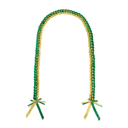 Green and gold graduation lei set handmade as school-spirit gift
