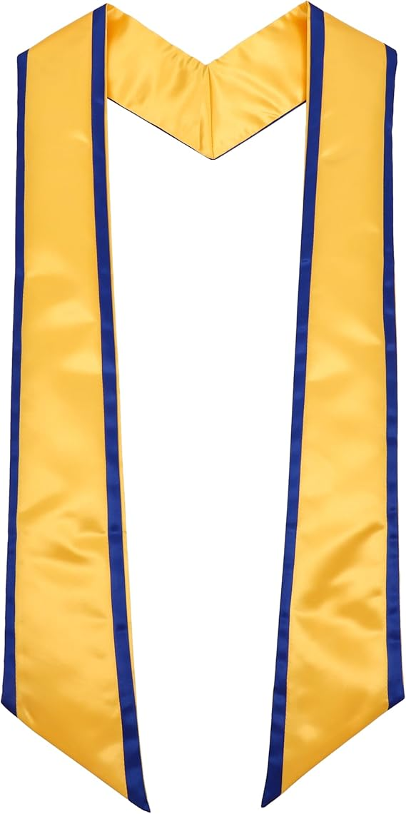 Elegant satin graduation sash with angled ends and gold trim ideal for formal and graduation events
