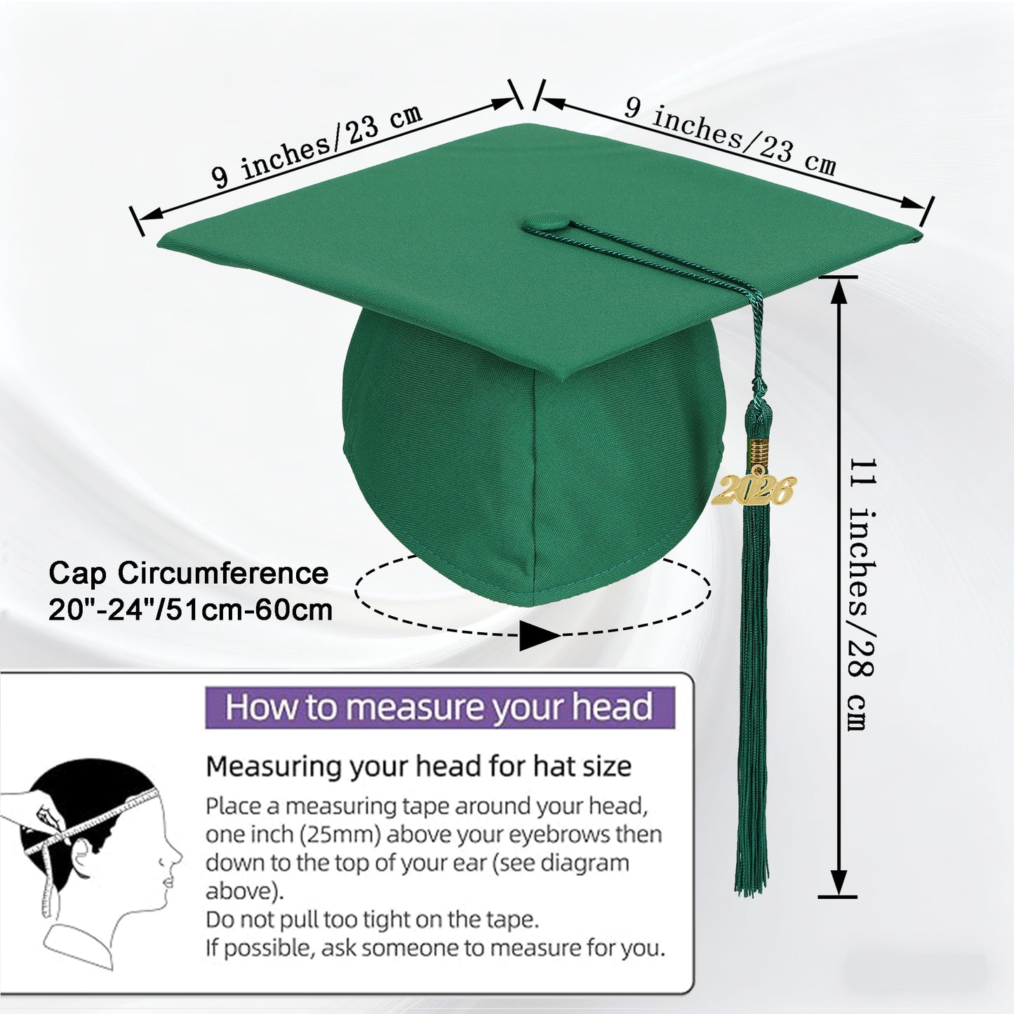 Newrara Unisex Adult/Teen Matte Graduation Cap with Tassel & Year Charm