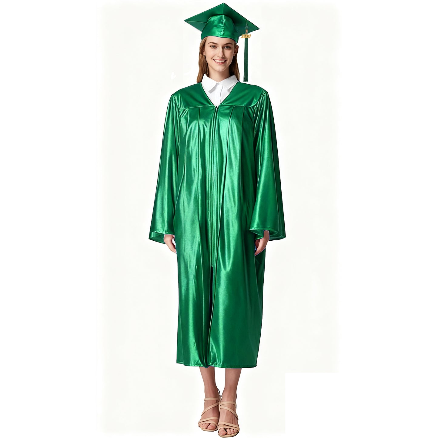 Newrara Shiny Adult/Teen Unisex Graduation Gown and Cap set with Tassel
