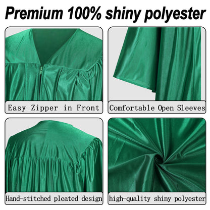 Newrara Graduation Adult/Teen Gown with Gold Stole & Cap Set