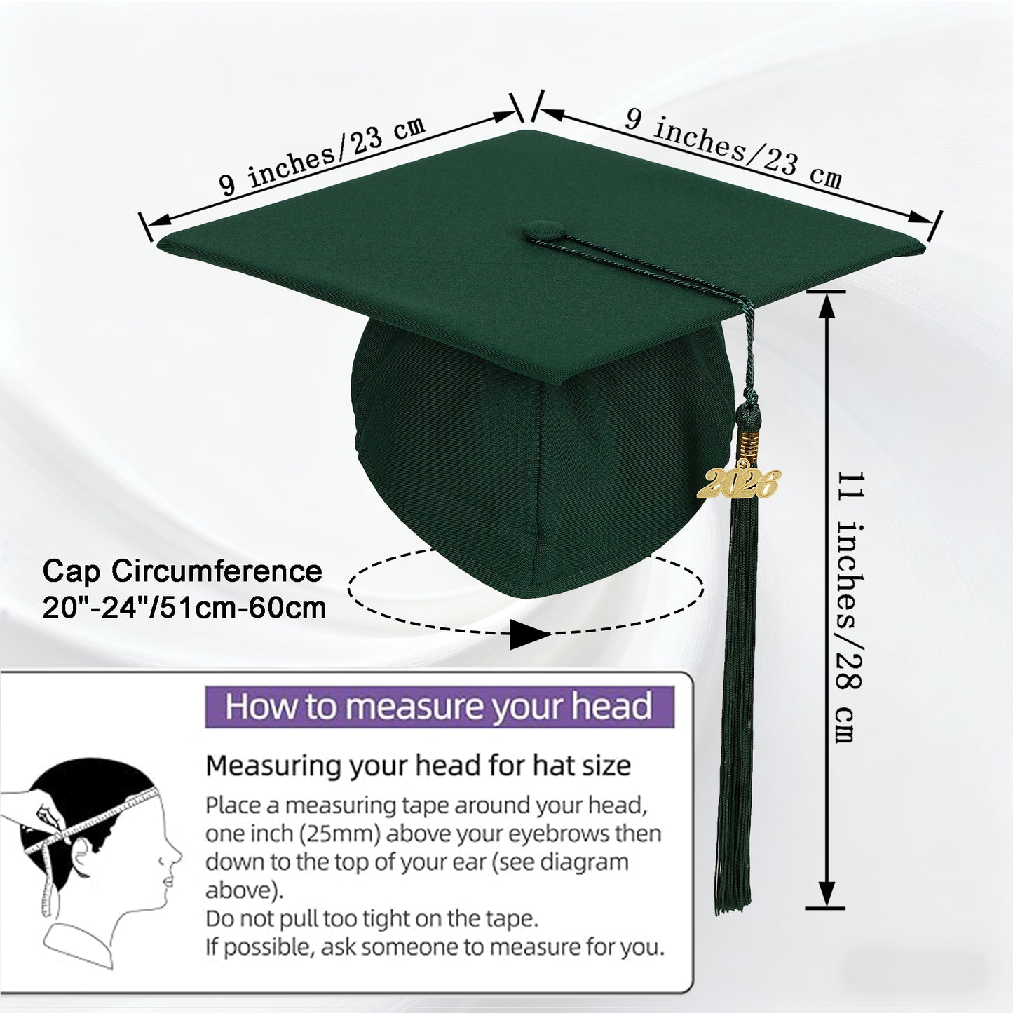 Newrara Unisex Adult/Teen Matte Graduation Cap with Tassel & Year Charm