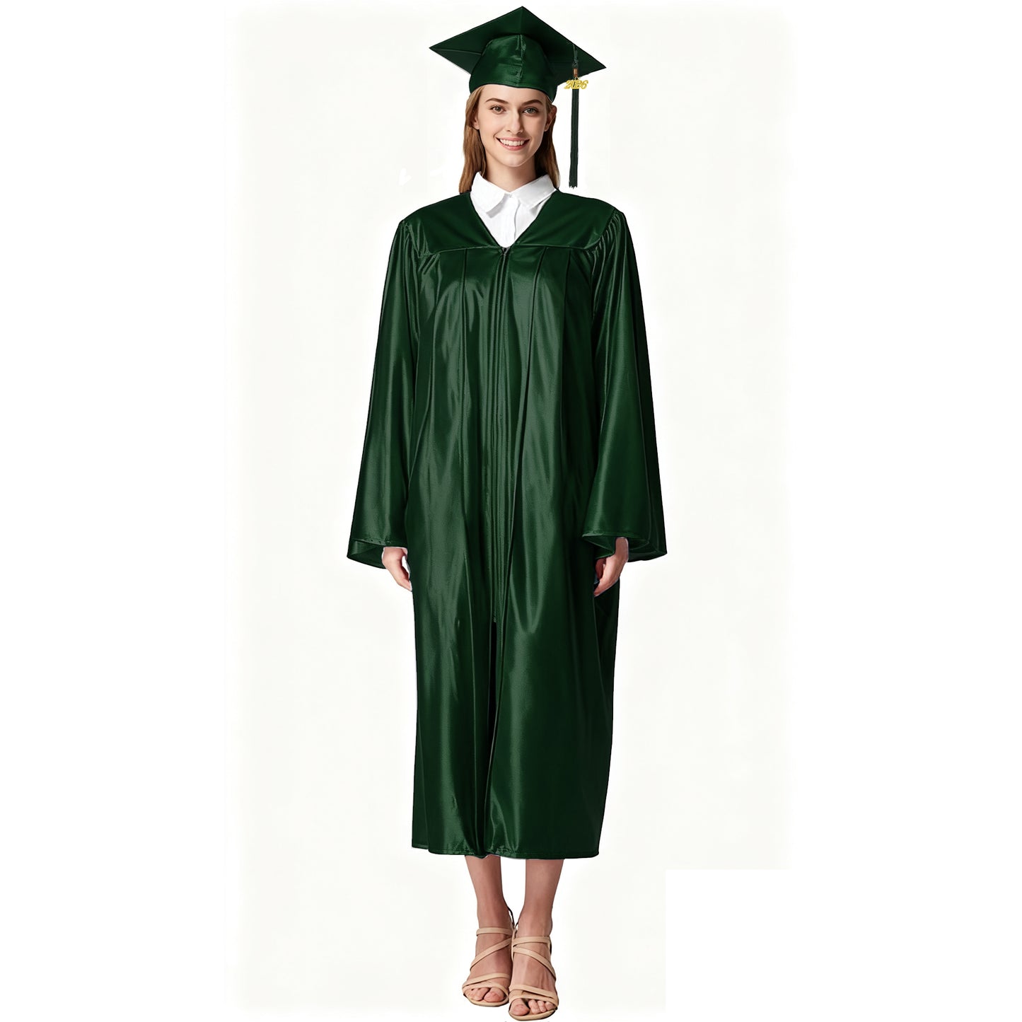 Newrara Shiny Adult/Teen Unisex Graduation Gown and Cap set with Tassel