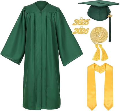 Newrara Unisex Matte Graduation Cap and Gown Set with Stole & Honor Cords