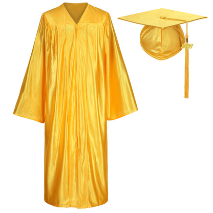 Newrara Shiny Adult/Teen Unisex Graduation Gown and Cap set with Tassel