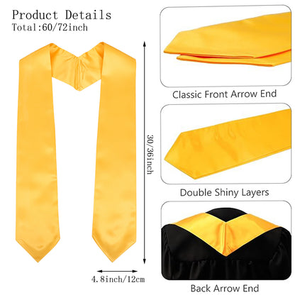 Newrara 6-pieces Unisex Adults Plain Graduation Stoles 60''/72''