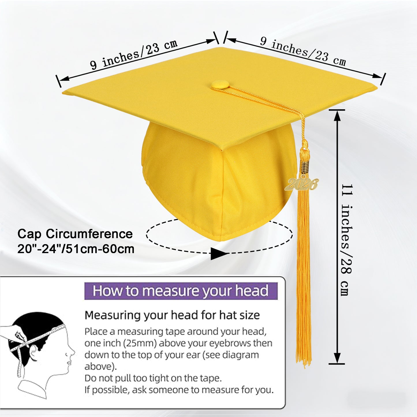 Newrara Unisex Adult/Teen Matte Graduation Cap with Tassel & Year Charm