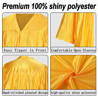 Newrara Graduation Adult/Teen Gown with Gold Stole & Cap Set