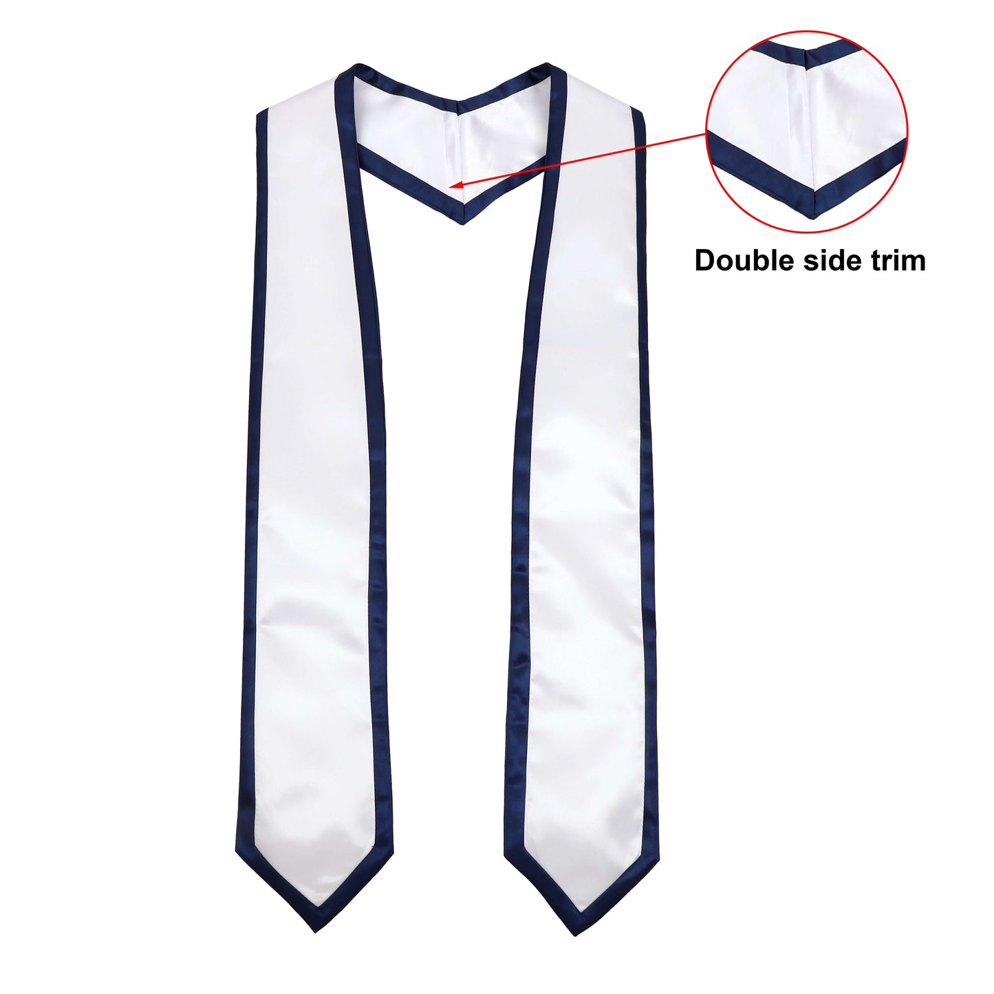 Newrara 10PCS Graduation Honor Stole with Classic Pointed Ends and Trim 72" featuring double side trim.