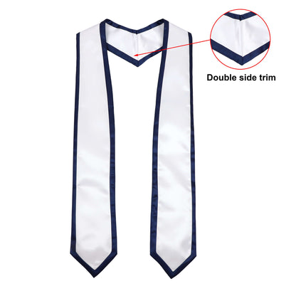 Newrara 10PCS Graduation Honor Stole with Classic Pointed Ends and Trim 72" featuring double side trim.