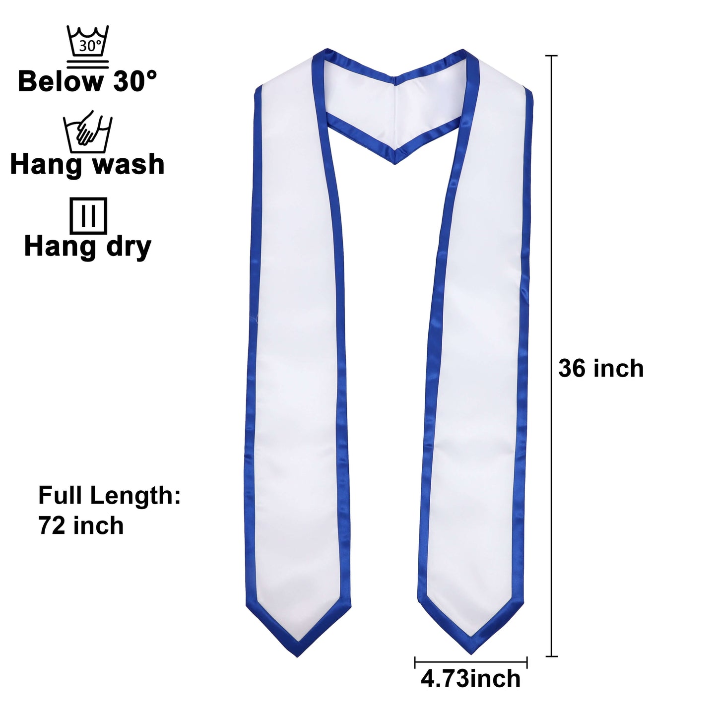 Newrara 10PCS Graduation Honor Stole with Classic Pointed Ends and Trim 72'' showcasing durable satin material and elegant design.
