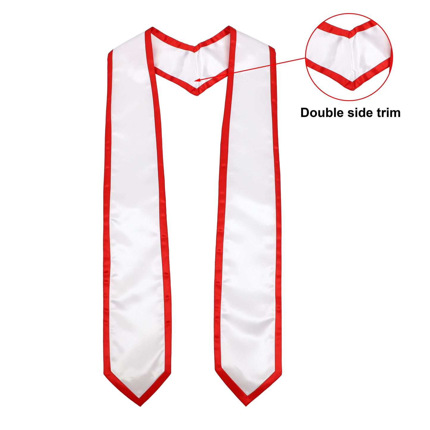 Newrara 10PCS Graduation Honor Stole with Classic Pointed Ends and Trim 72'' featuring double side trim.