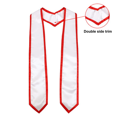 Newrara 10PCS Graduation Honor Stole with Classic Pointed Ends and Trim 72'' featuring double side trim.