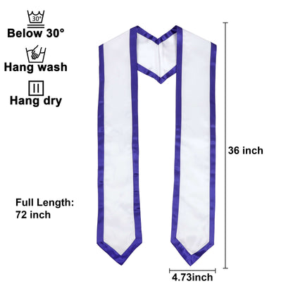Newrara 10PCS Graduation Honor Stole with Classic Pointed Ends and Trim 72" showcasing elegant satin design and dimensions.