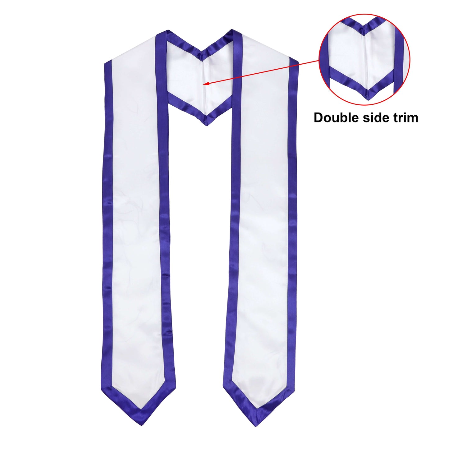 Newrara 10PCS Graduation Honor Stole with Classic Pointed Ends and Trim 72'' featuring double side trim detail.