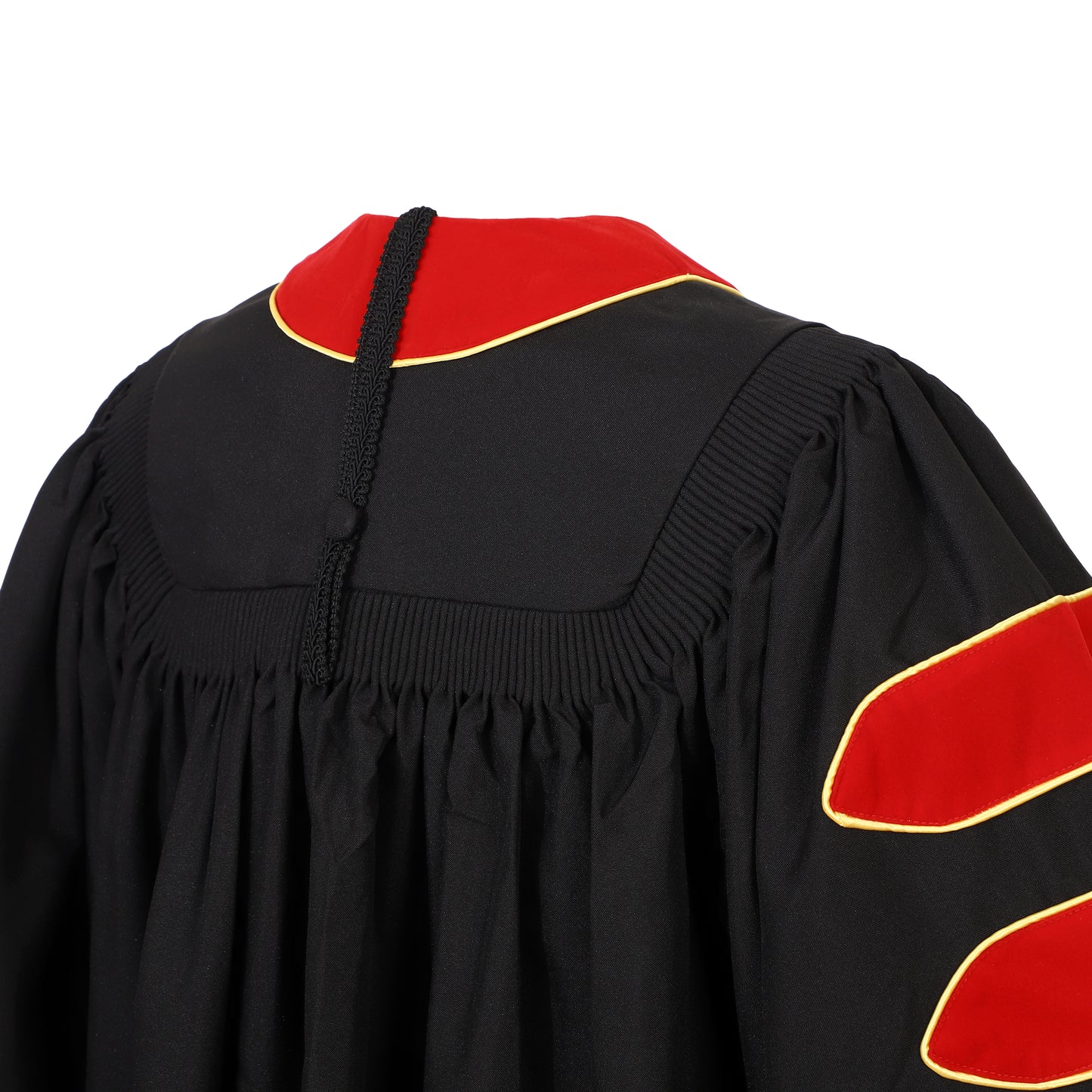 Newrara Deluxe Doctoral Graduation Gown with Velvet and Gold Piping