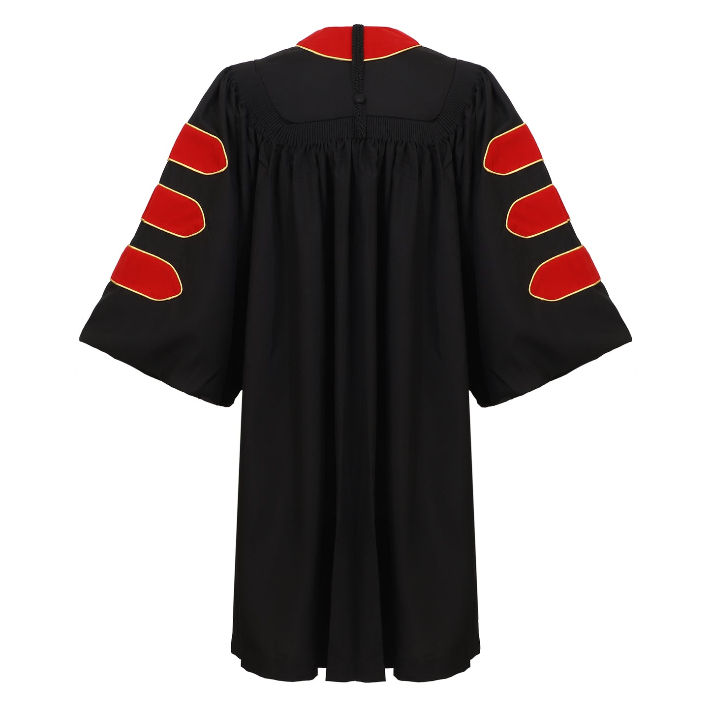 Newrara Deluxe Doctoral Graduation Gown with Velvet and Gold Piping