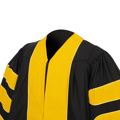 Newrara Deluxe Doctoral Graduation Gown with Velvet and Gold Piping