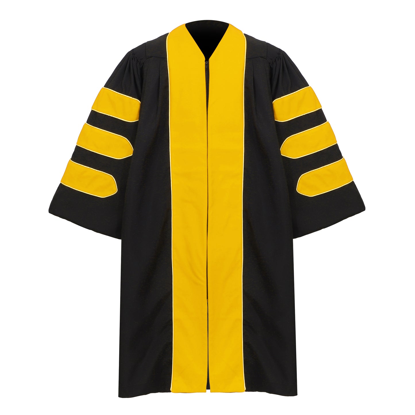 Newrara Deluxe Doctoral Graduation Gown with Velvet and Gold Piping