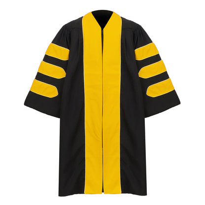 Newrara Deluxe Doctoral Graduation Gown with Velvet and Gold Piping