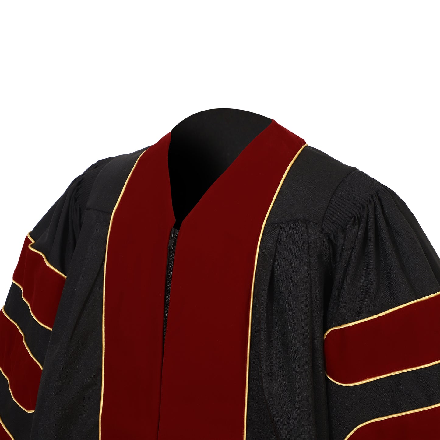 Newrara Deluxe Doctoral Graduation Gown with Velvet and Gold Piping
