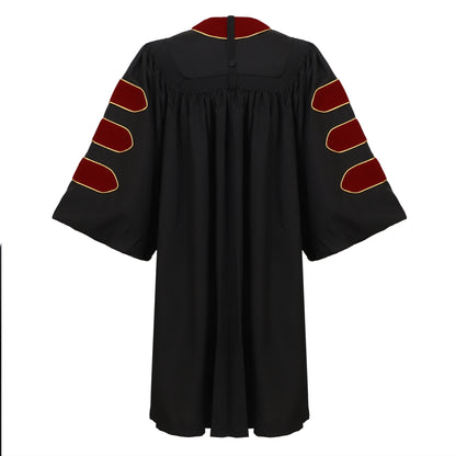 Newrara Deluxe Doctoral Graduation Gown with Velvet and Gold Piping