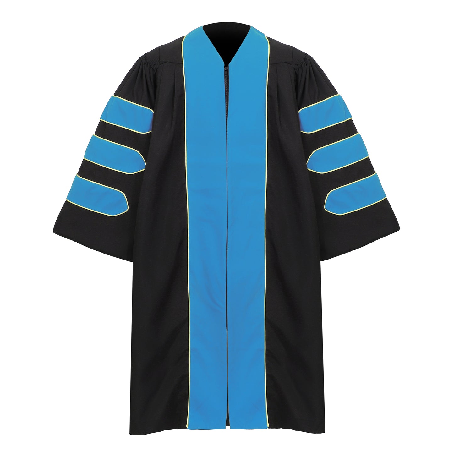Newrara Deluxe Doctoral Graduation Gown with Velvet and Gold Piping