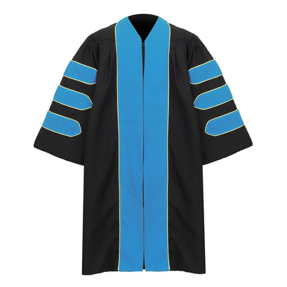 Newrara Deluxe Doctoral Graduation Gown with Velvet and Gold Piping