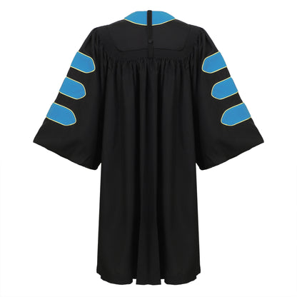 Newrara Deluxe Doctoral Graduation Gown with Velvet and Gold Piping