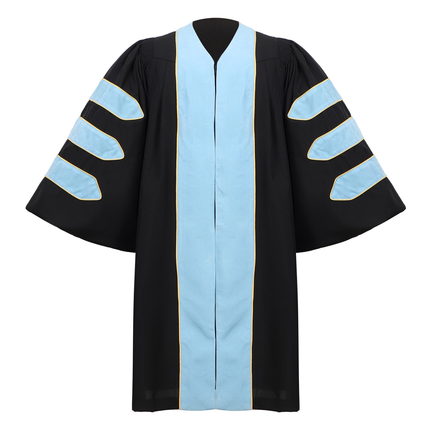 Newrara Deluxe Doctoral Graduation Gown with Velvet and Gold Piping