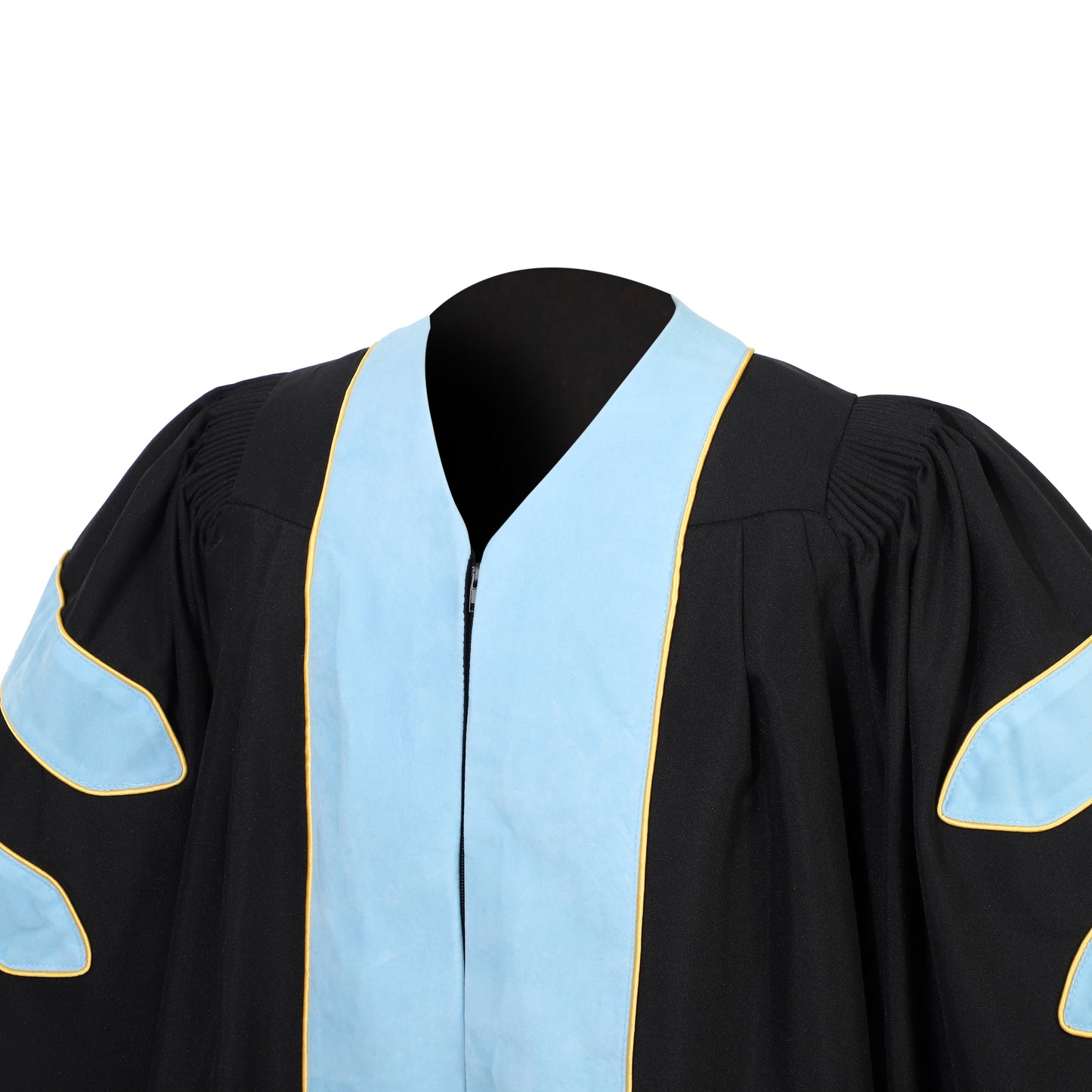 Newrara Deluxe Doctoral Graduation Gown with Velvet and Gold Piping