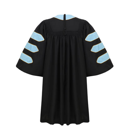 Newrara Deluxe Doctoral Graduation Gown with Velvet and Gold Piping