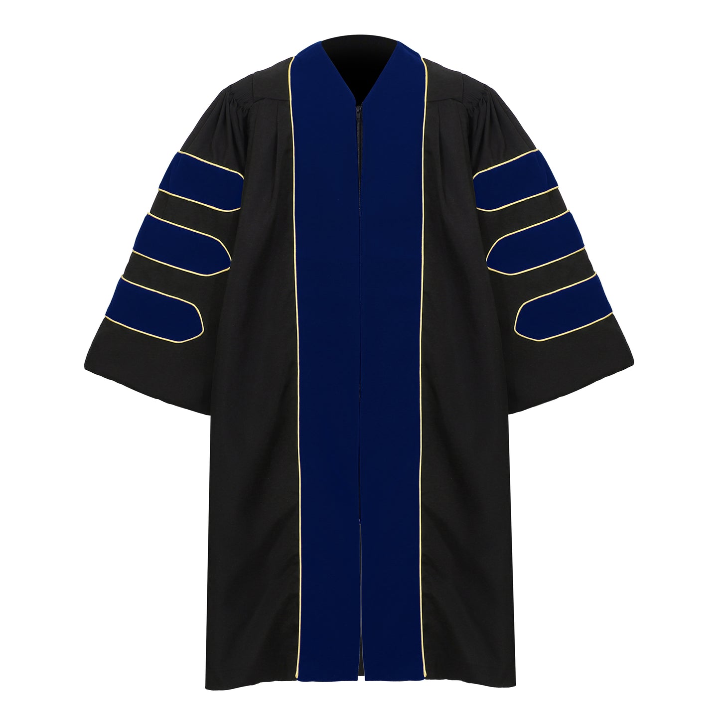Newrara Deluxe Doctoral Graduation Gown with Velvet and Gold Piping