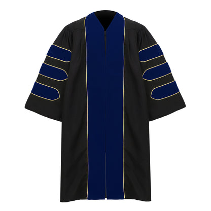 Newrara Deluxe Doctoral Graduation Gown with Velvet and Gold Piping